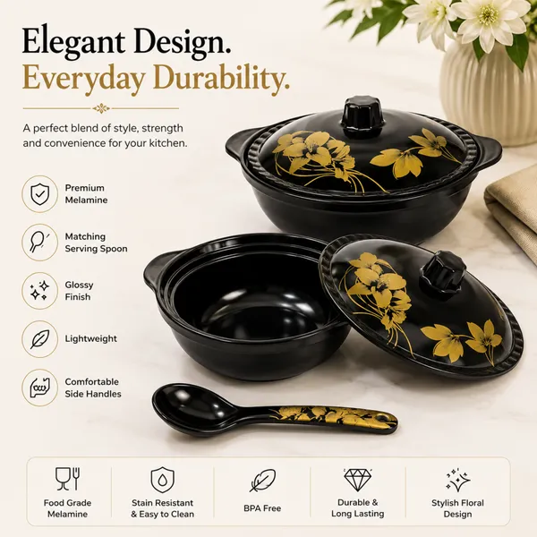 BS_Melamine_26_cm_Black_And_Gold_Floral_Donga_Set_of_2_with_2_Serving_Spoons_Food_Grade_Serving_Bowls_with_Lids_Premium_Glossy_Finish_Multipurpose_Kitchen_And_Dining_Set_B-2