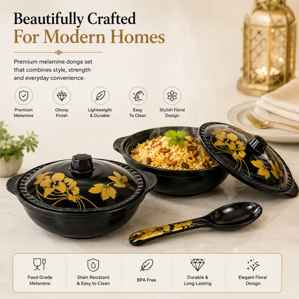 BS_Melamine_26_cm_Black_And_Gold_Floral_Donga_Set_of_2_with_2_Serving_Spoons_Food_Grade_Serving_Bowls_with_Lids_Premium_Glossy_Finish_Multipurpose_Kitchen_And_Dining_Set_B-2