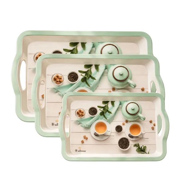 BS_Melamine_Mint_Green_Tea_Time_Serving_Tray_Set_of_3_Premium_Tea_Pot_Print_Tea,_Coffee_And_Snacks_Trays_with_Handles_Durable_Food_Grade_Melamine_Multipurpose_Serving_Trays_for_Home,_Kitchen_And_Office_Product_Code:_TAJSxMxL_TT3