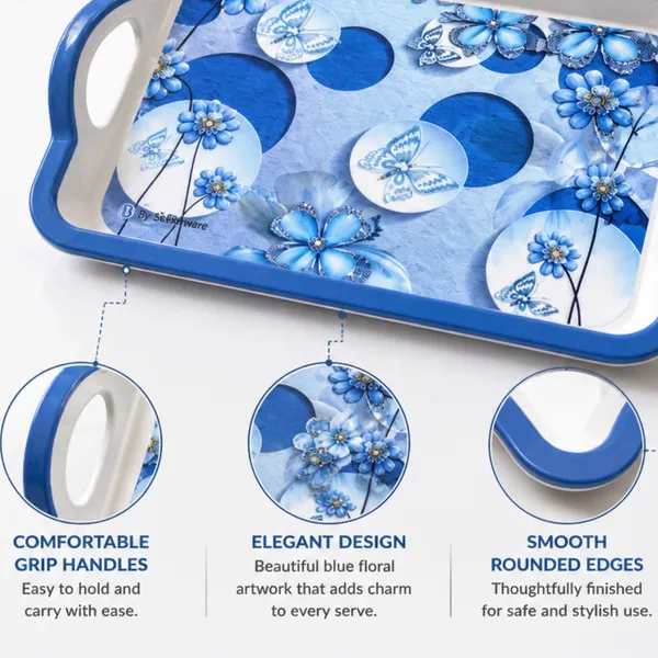 TAJ_Melamine_Serving_Tray_Small_Size_27_cm_Durable_Multipurpose_Tea_And_Snacks_Serving_Tray_Elegant_Butterfly_Floral_Design_Easy_Grip_Handles_Product_Code:_TT-5