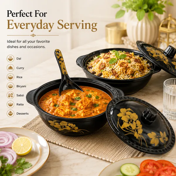 BS_Melamine_26_cm_Black_And_Gold_Floral_Donga_Set_of_2_with_2_Serving_Spoons_Food_Grade_Serving_Bowls_with_Lids_Premium_Glossy_Finish_Multipurpose_Kitchen_And_Dining_Set_B-2