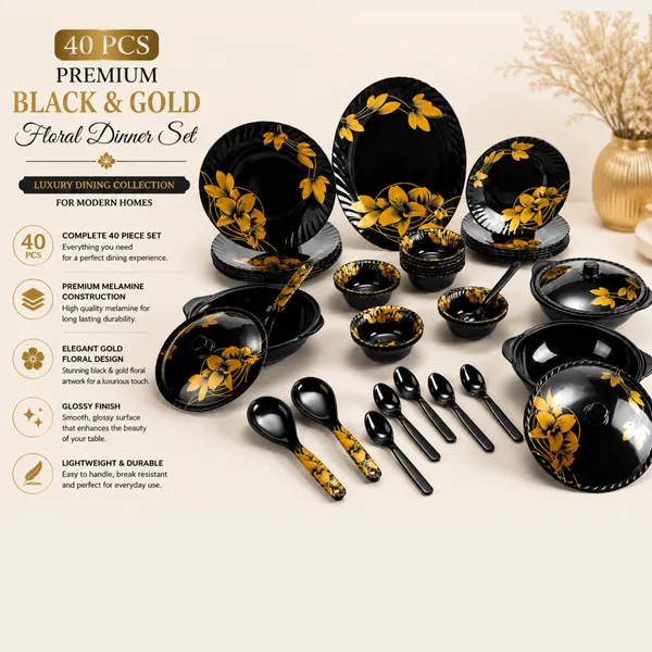 BS_Melamine_Celebration_B2_40_Pcs_Dinner_Set_Black_And_Gold_Floral_Dinnerware