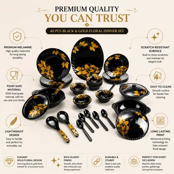BS_Melamine_Celebration_B2_40_Pcs_Dinner_Set_Black_And_Gold_Floral_Dinnerware