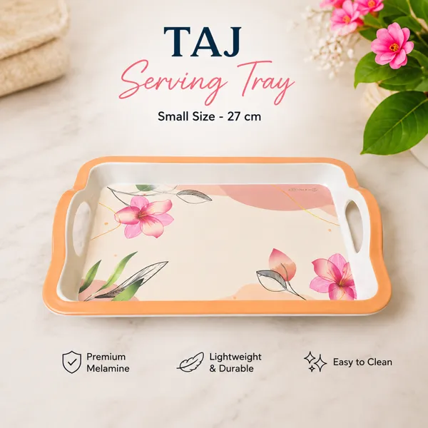 Melamine_TAJ_Serving_Tray_Small_Size_27_cm_TT-1_Floral_Design_Serving_Tray_Durable_Lightweight_Tea_And_Snack_Tray_for_Home_And_Kitchen