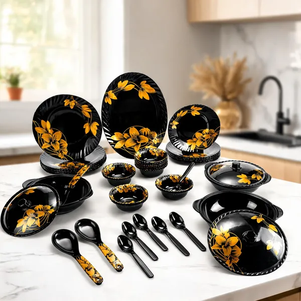 BS_Melamine_Celebration_B2_40_Pcs_Dinner_Set_Black_And_Gold_Floral_Dinnerware