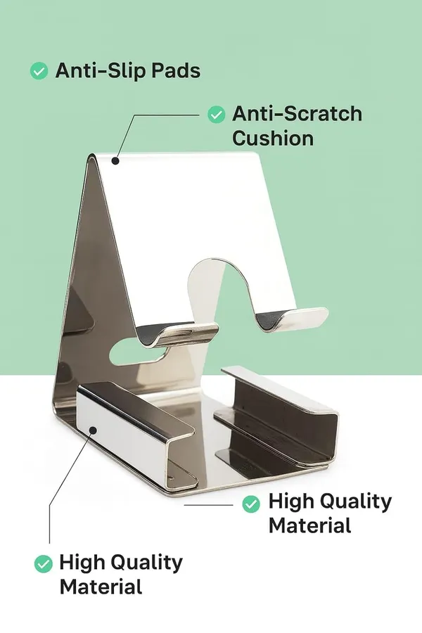 Afaks_Stainless_Steel_Mobile_Stand_With_Card_Holder_Silver