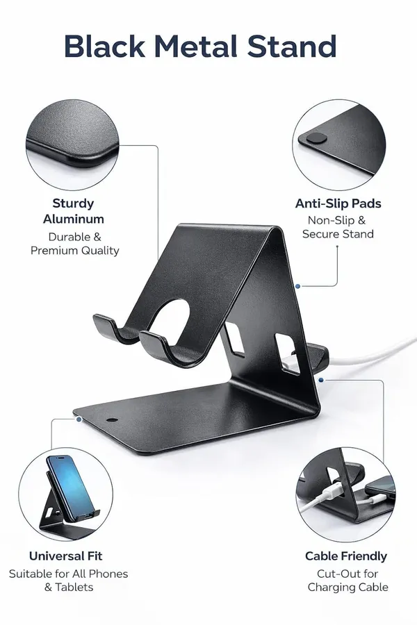 Afaks_Aluminium_Alloy_Dual-Slot_Mobile_Stand_Black