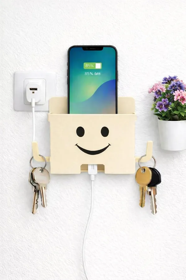 Afaks_Wall_Mounted_Mobile_Charging_Stand_With_Key_Holder_Multicolor