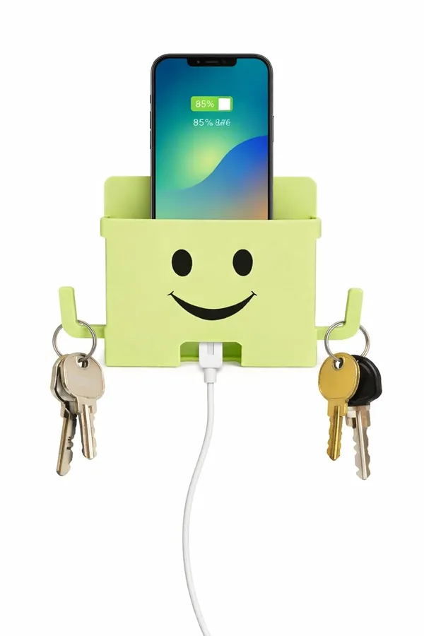 Afaks_Wall_Mounted_Mobile_Charging_Stand_With_Key_Holder_Multicolor