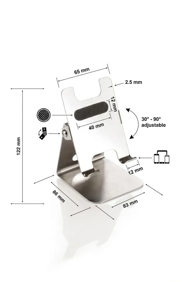 Afaks_Stainless_Steel_Adjustable_Angle_Tabletop_Phone_Stand_Silver
