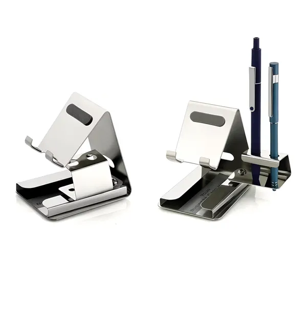 Afaks_Stainless_Steel_Mobile_Stand_With_Pen_And_Card_Holder_White
