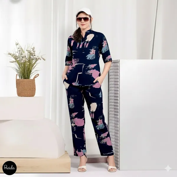 Blue_And_Pink_Printed_Long_Night_Suit_For_Women