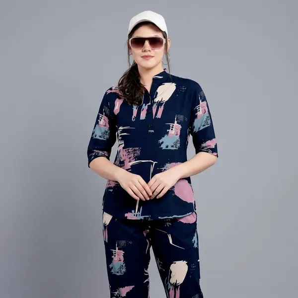 Blue_And_Pink_Printed_Long_Night_Suit_For_Women