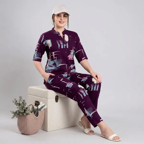 Wine_Long_Night_Suit_For_Women