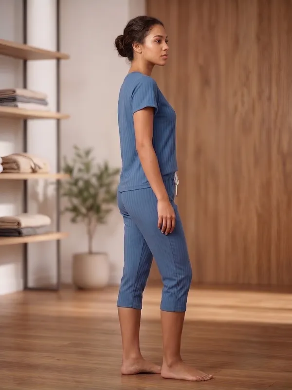 Blue_Jacquard_Capri_Night_Suit_For_Women