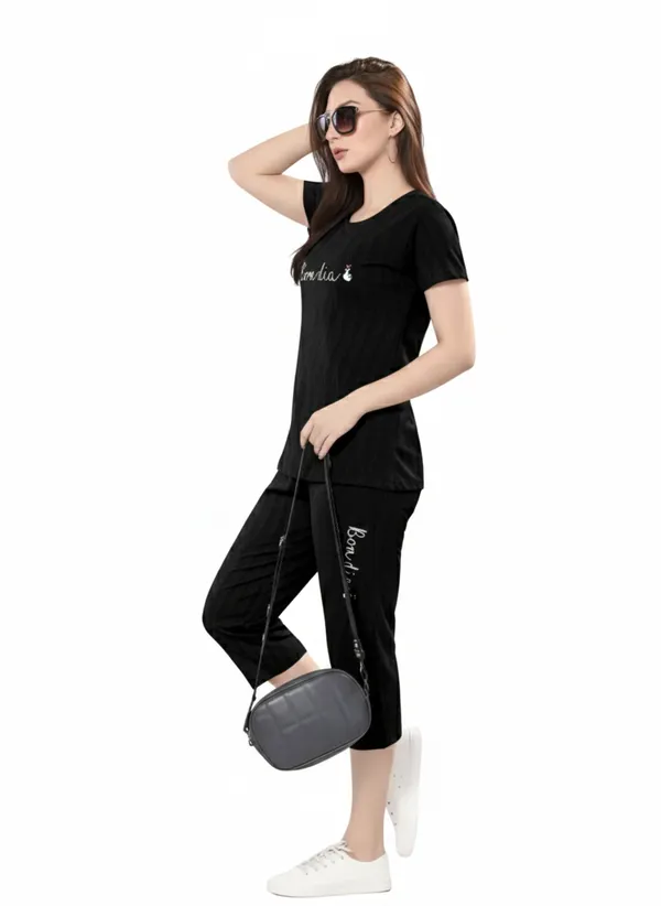 Black_Jacquard_Capri_Night_Suit_For_Women