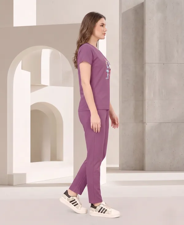 Pink_Long_Round_Neck_Night_Suit_For_Women