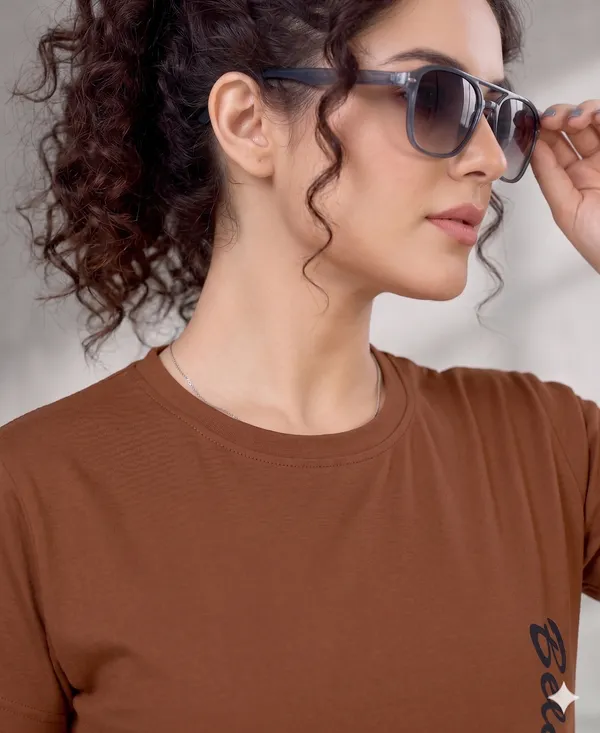 Brown_And_Blue_Long_Contrast_Round_Neck_Night_Suit_For_Women