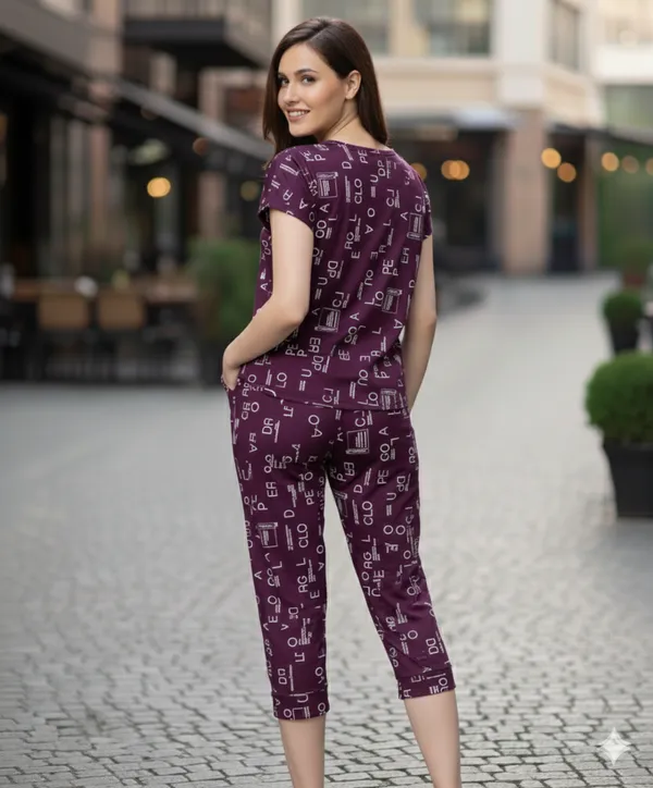Wine_Full_Print_Capri_Night_Suit_For_Women