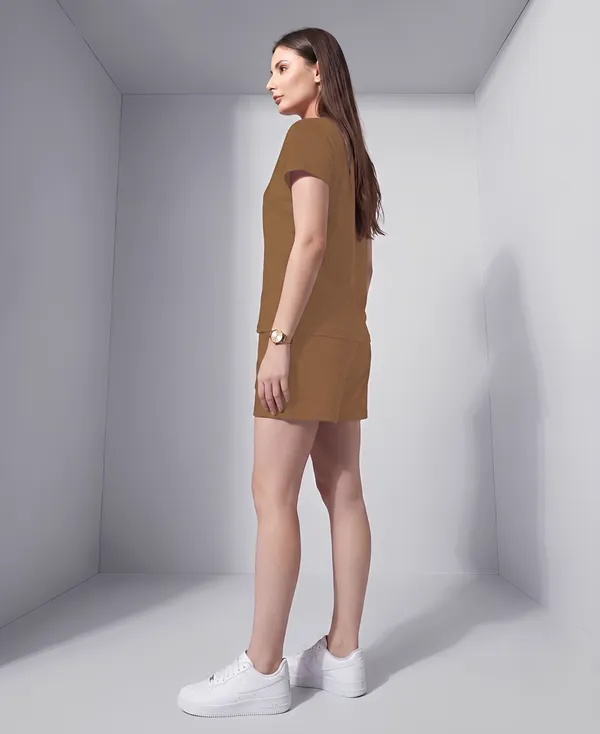 Brown_Short_Round_Neck_Night_Suit_For_Women