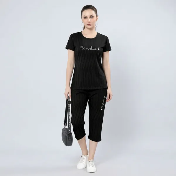 Black_Jacquard_Capri_Night_Suit_For_Women