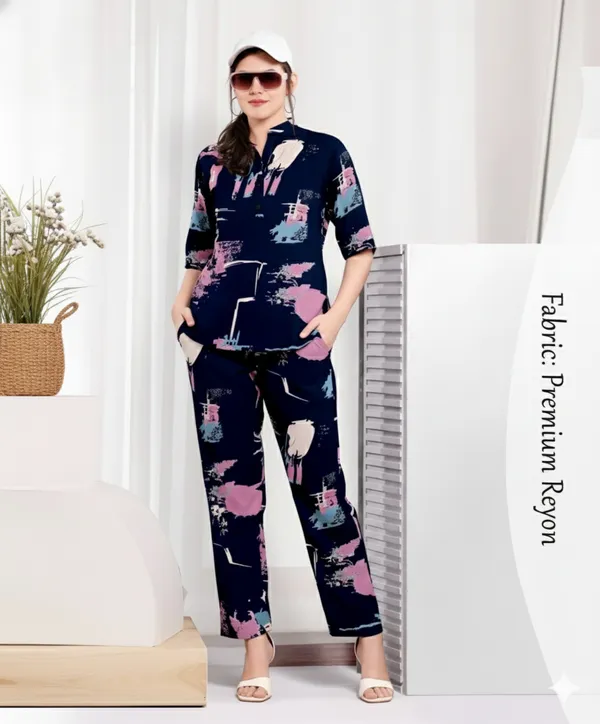 Blue_And_Pink_Printed_Long_Night_Suit_For_Women
