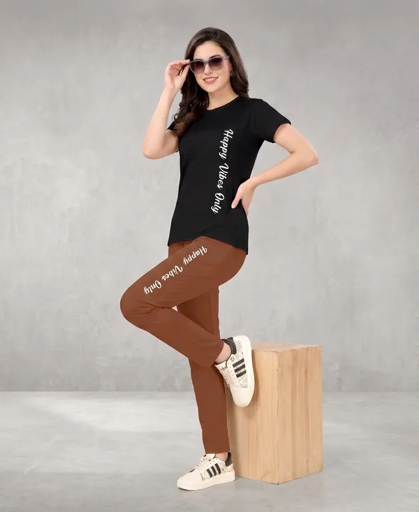 Black_And_Brown_Long_Contrast_Round_Neck_Night_Suit_For_Women