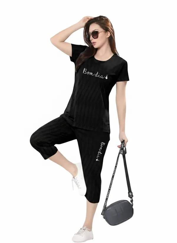 Black_Jacquard_Capri_Night_Suit_For_Women