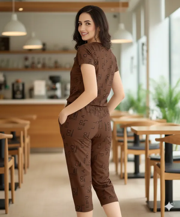 Brown_Full_Print_Capri_Night_Suit_For_Women