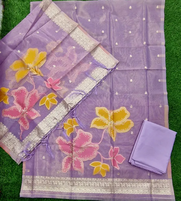 Purple_Shimmer_Banarasi_Silk_Weaving_Unstitched_Kurta_Set_For_Women