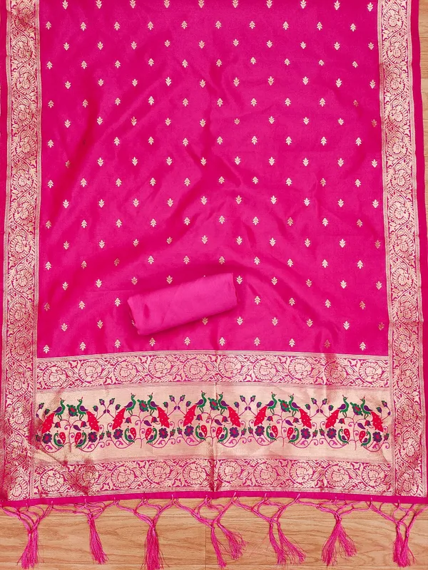 Pink_Soft_Litchi_Banarasi_Silk_Weaving_Unstitched_Kurta_Set_For_Women