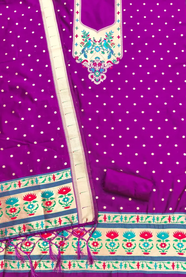 Purple_Soft_Litchi_Banarasi_Silk_Weaving_Unstitched_Kurta_Set_For_Women