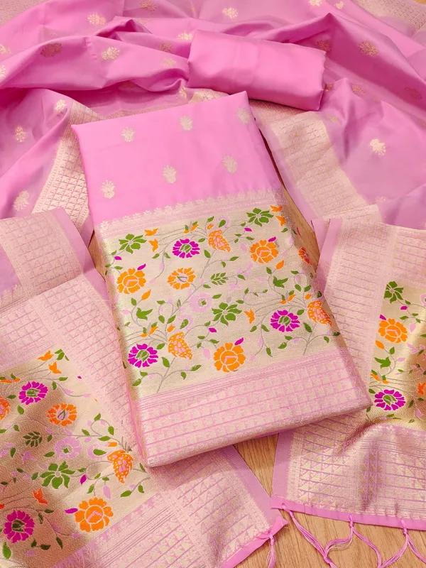 Baby_Pink_Soft_Litchi_Banarasi_Silk_Weaving_Unstitched_Kurta_Set_For_Women