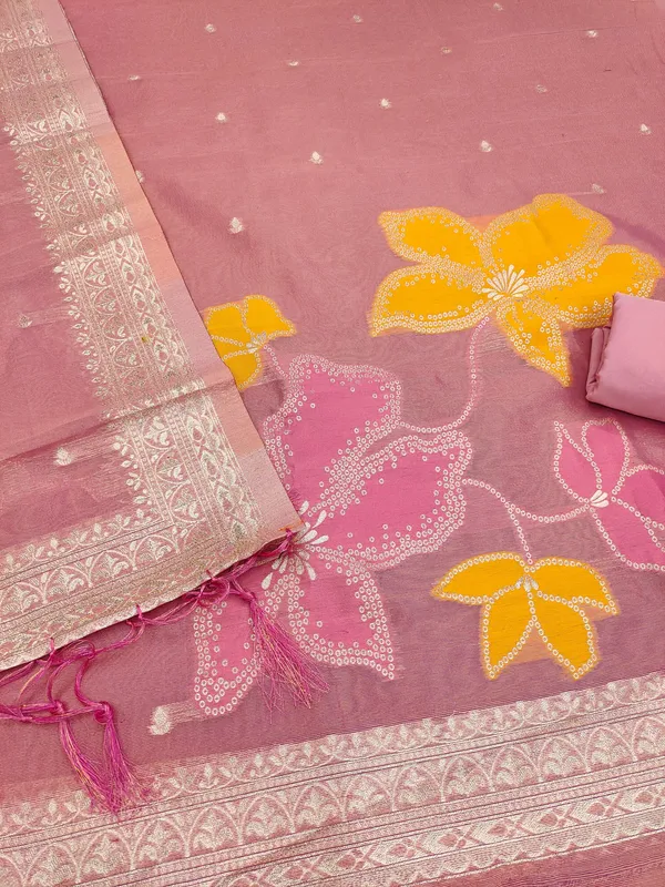 Pink_Shimmer_Banarasi_Silk_Weaving_Unstitched_Kurta_Set_For_Women