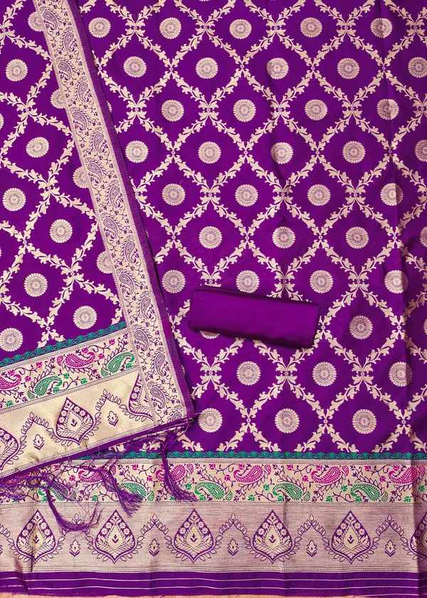 Purple_Soft_Litchi_Banarasi_Silk_Weaving_Unstitched_Kurta_Set_For_Women
