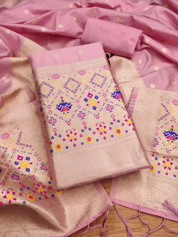 Baby_Pink_Soft_Litchi_Banarasi_Silk_Weaving_Unstitched_Kurta_Set_For_Women