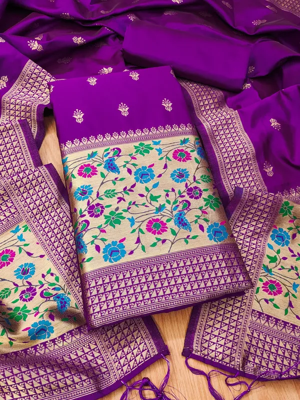 Purple_Soft_Litchi_Banarasi_Silk_Weaving_Unstitched_Kurta_Set_For_Women