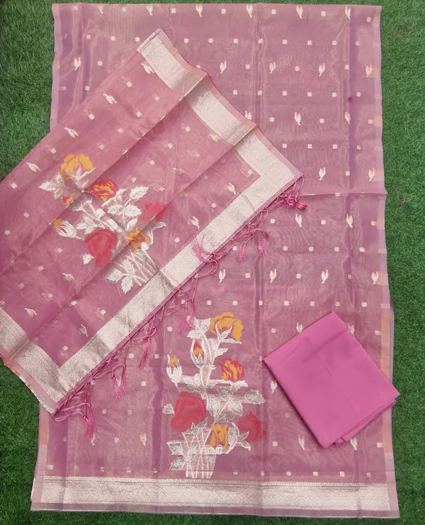 Pink_Shimmer_Banarasi_Silk_Weaving_Unstitched_Kurta_Set_For_Women