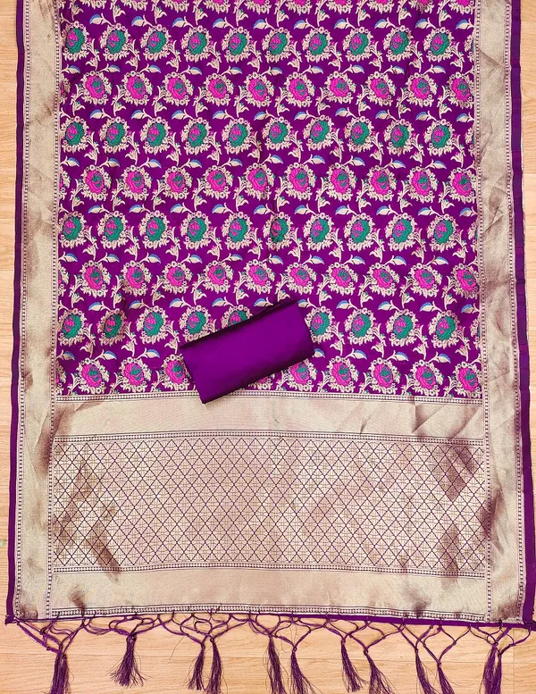 Purple_Soft_Litchi_Banarasi_Silk_Weaving_Unstitched_Kurta_Set_For_Women