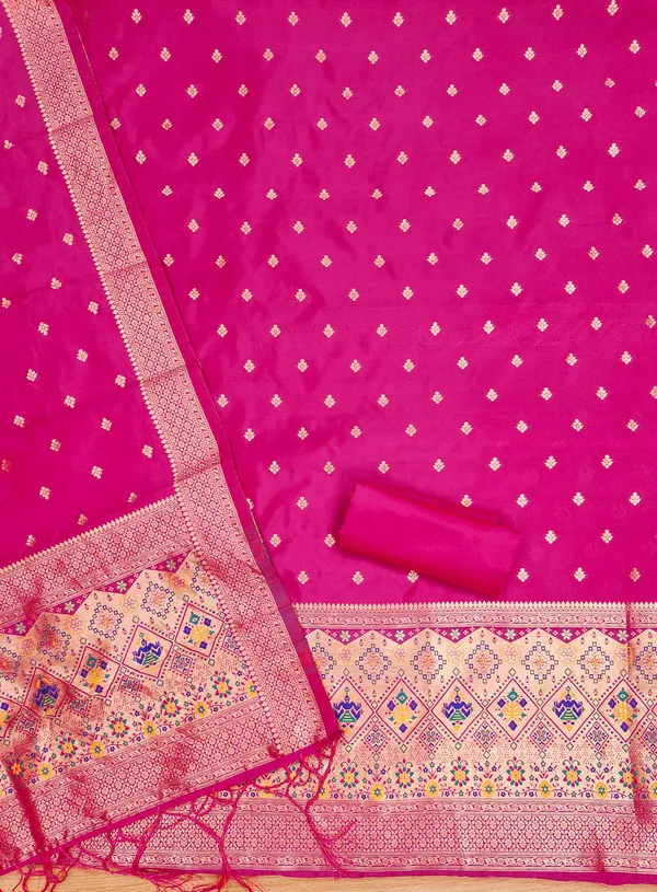 Pink_Soft_Litchi_Banarasi_Silk_Weaving_Unstitched_Kurta_Set_For_Women