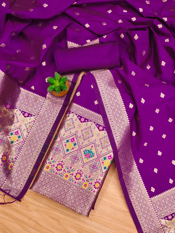 Purple_Soft_Litchi_Banarasi_Silk_Weaving_Unstitched_Kurta_Set_For_Women