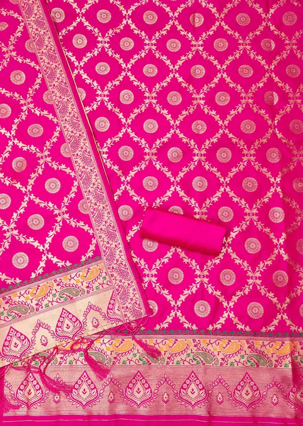 Pink_Soft_Litchi_Banarasi_Silk_Weaving_Unstitched_Kurta_Set_For_Women