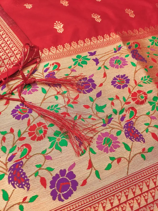 Red_Soft_Litchi_Banarasi_Silk_Weaving_Unstitched_Kurta_Set_For_Women