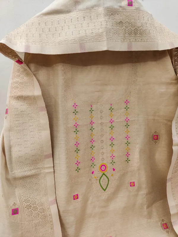 Chiku_Chanderi_Banarasi_Cotton_Weaving_Unstitched_Kurta_Set_For_Women