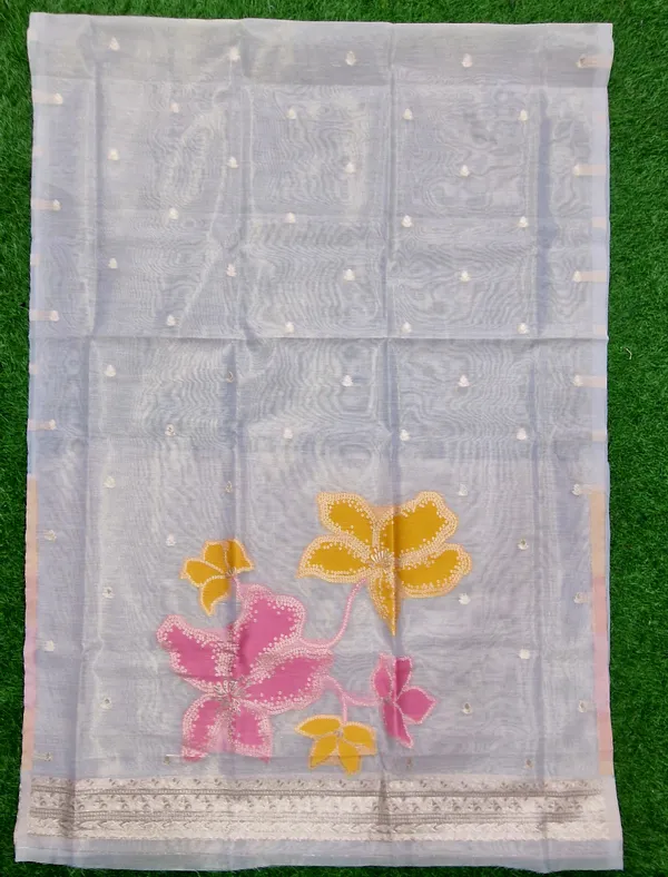 Cream_Shimmer_Banarasi_Silk_Weaving_Unstitched_Kurta_Set_For_Women