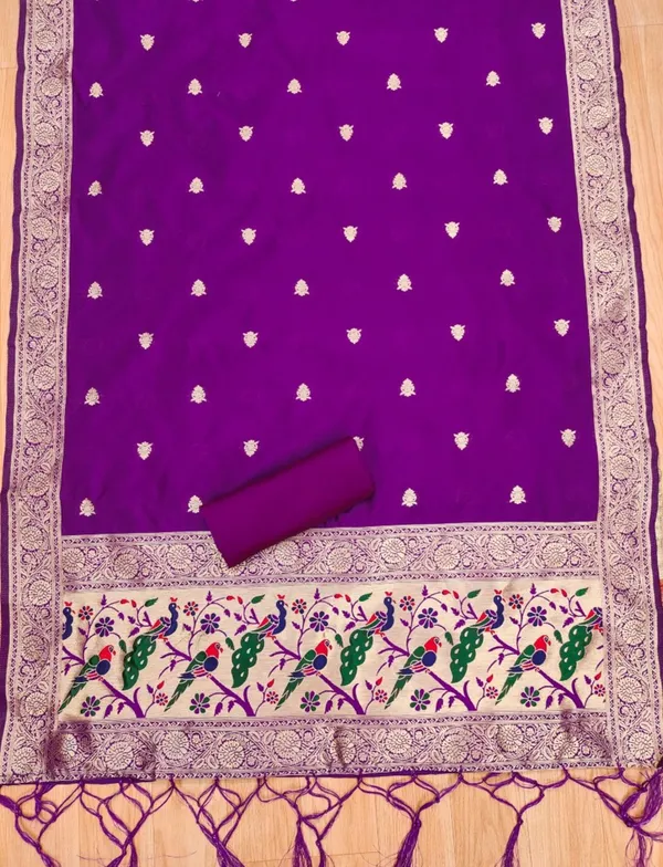 Purple_Soft_Litchi_Banarasi_Silk_Weaving_Unstitched_Kurta_Set_For_Women