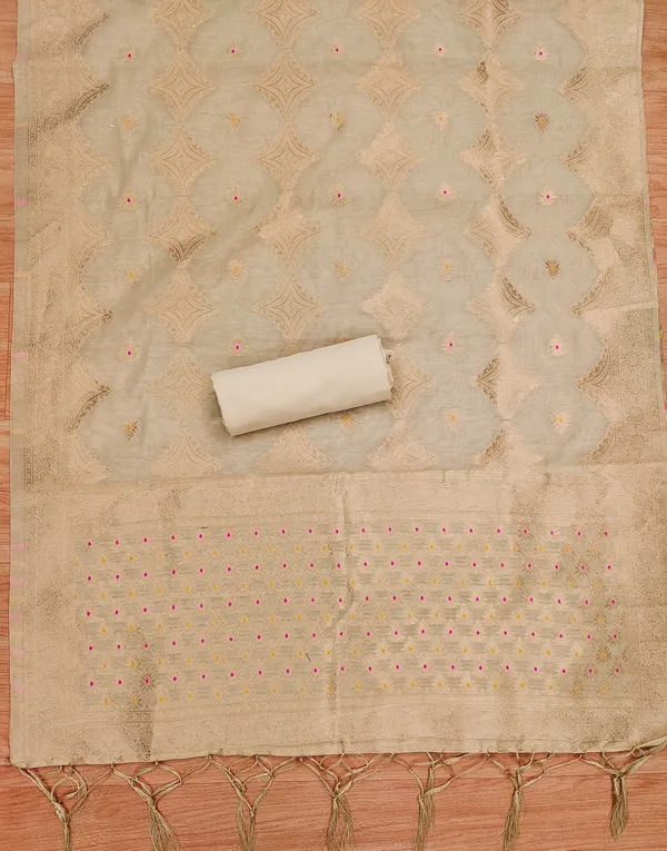 Chiku_Chanderi_Banarasi_Cotton_Weaving_Unstitched_Kurta_Set_For_Women