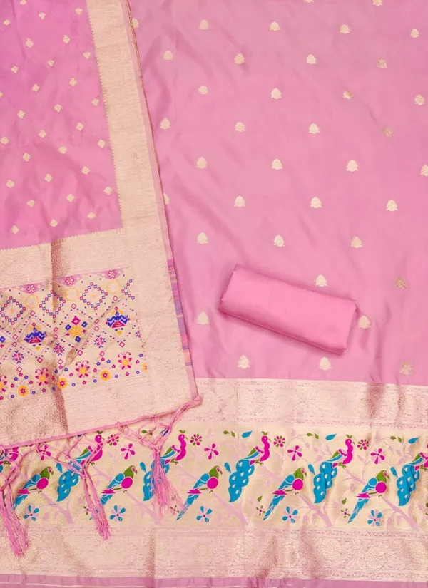 Baby_Pink_Soft_Litchi_Banarasi_Silk_Weaving_Unstitched_Kurta_Set_For_Women