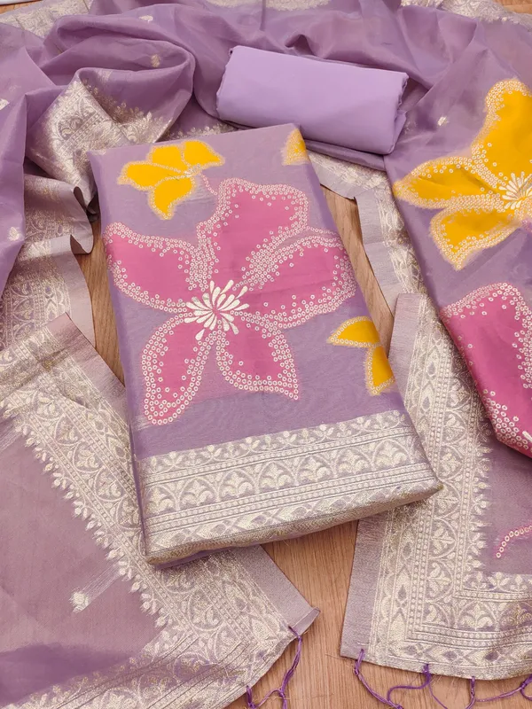 Purple_Shimmer_Banarasi_Silk_Weaving_Unstitched_Kurta_Set_For_Women