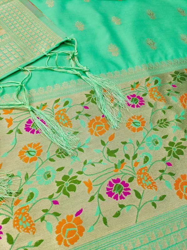 Sea_Green_Soft_Litchi_Banarasi_Silk_Weaving_Unstitched_Kurta_Set_For_Women
